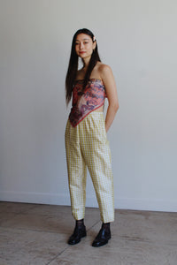 90s Chartreuse Silk Plaid Trousers