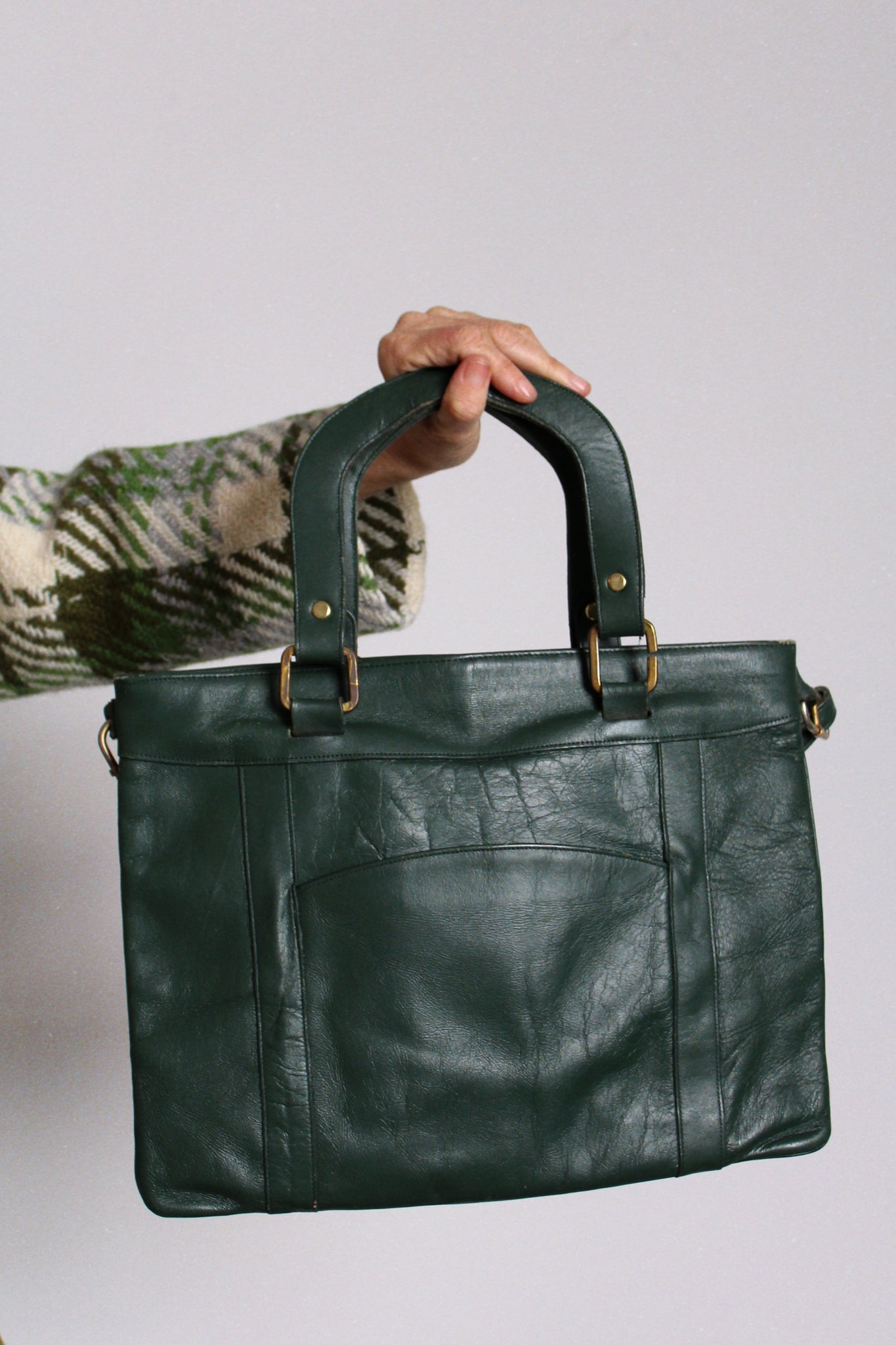 Dark Green Woven Vegan Leather Shopper Bag Large Handbag Soft Purse for  Work | Leather shopper bag, Bags, Large bags