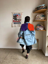 Load image into Gallery viewer, 1980s Hooded Patchwork Denim &amp; Suede Color Block Jacket