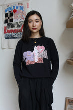 Load image into Gallery viewer, A Fool in Love Black Sacred Scrap Collage Sweater