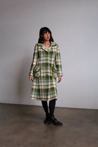 1960s Green Plaid Wool Coat