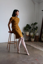 Load image into Gallery viewer, 1960s Abstract Silk Velvet Burnout Caramel Cheongsam Qipao Dress
