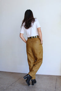 1980s Ochre Linen Pleated Trousers