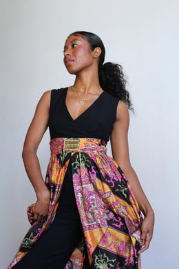 1960s Neon Print Jumpsuit Dress