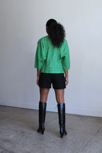 Load image into Gallery viewer, 1980s Green Striped Open Peplum Jacket