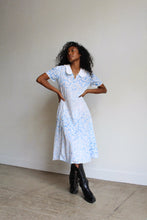 Load image into Gallery viewer, 1930s Faded Blue Cherry Print Feedsack House Dress