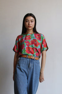 Bright Floral Silk Blouse
