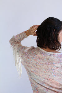 1980s Confetti Knit Fringe Sweater