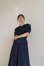 Load image into Gallery viewer, 1980s Navy Blue Linen Skirt Set