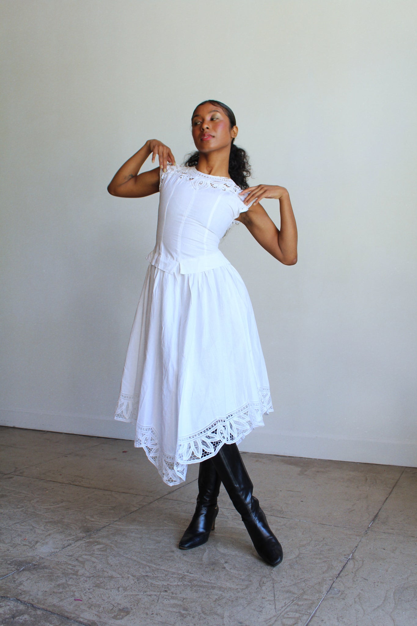 Linen lace dress hot sale
