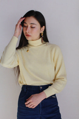 1980s Butter Yellow Turtleneck Sweater