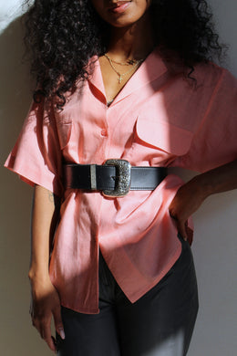 1990s Black Vegan Leather Cowgirl Belt