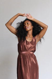 1980s Brown Metallic Skirt Set