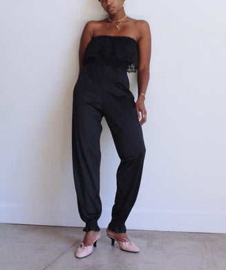 Black Lace Loungewear Jumpsuit