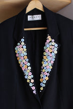 Load image into Gallery viewer, 1980s Button Embellished Black Blazer