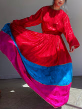 Load image into Gallery viewer, 1980s Oscar De La Renta Silk Brocade Rose Color Block Blouse and Maxi Skirt Set