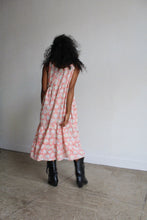 Load image into Gallery viewer, 1970s Heart Print Ruffle Maxi Dress