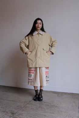 1970s Butter Yellow Faux Fur Mini Trench