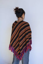 Load image into Gallery viewer, 1970s Italian Rainbow Striped Fringe Poncho