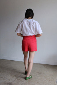 1980s White Linen & Lace Blouse