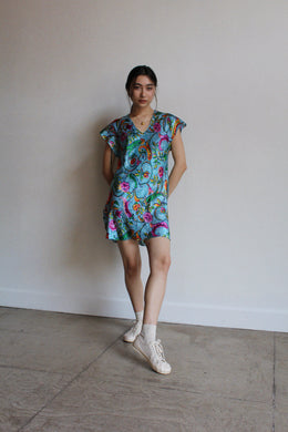 Polka Dot Paisley Floral Silk Slip Dress