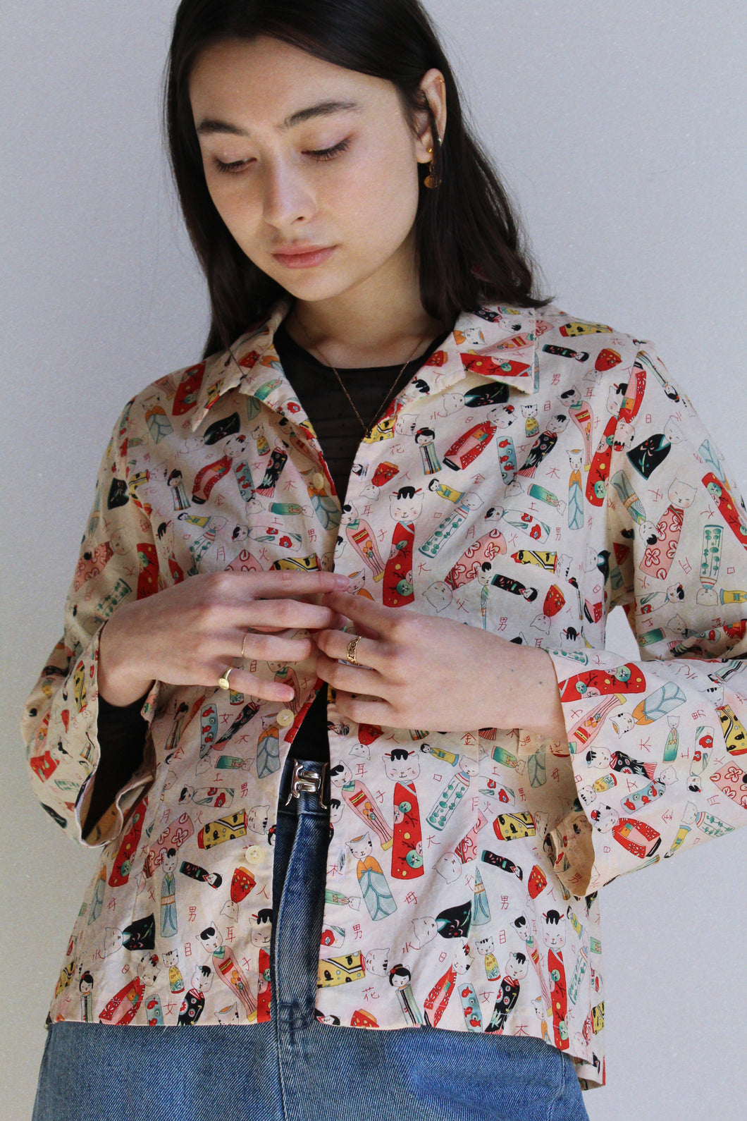 1990s Kokeshi Doll Print Top