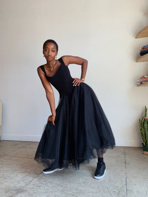 1980s Tadashi Corset Tulle Gown