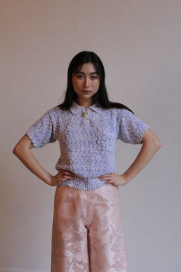 1980s Periwinkle Space Dye Nubby Knit Sweater