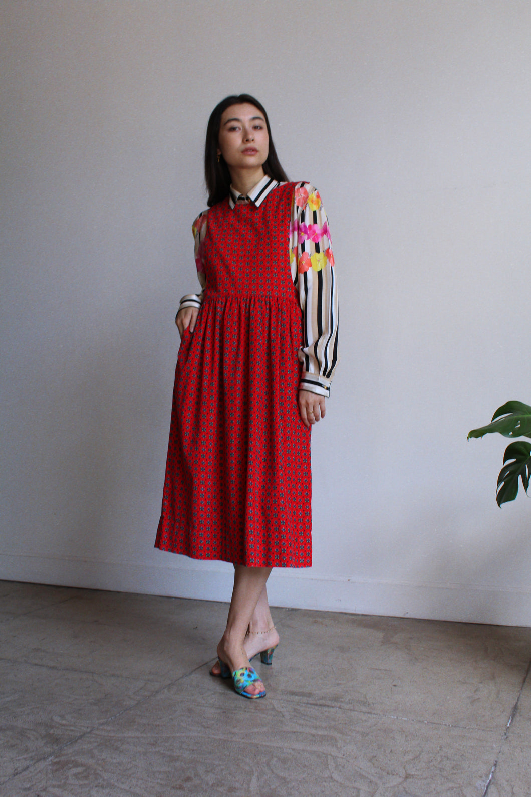 Red Corduroy Jumper Dress