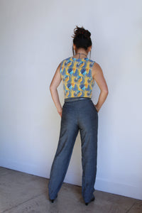 1980s Blue Iridescent Pleated Trousers