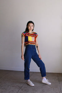 Color Block Crochet Top M
