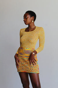 Vintage Rainbow Hand Knit Miniskirt