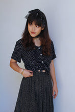 Load image into Gallery viewer, 1990s Black Polka Dot Blouse w/ Peter Pan Collar