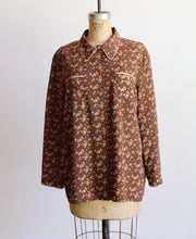 Load image into Gallery viewer, 1990s Brown Floral Lounge Blouse