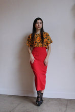 Load image into Gallery viewer, 1980s Red Ruched Back Wiggle Skirt