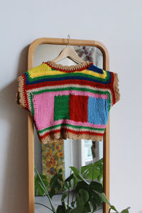 Color Block Crochet Top M