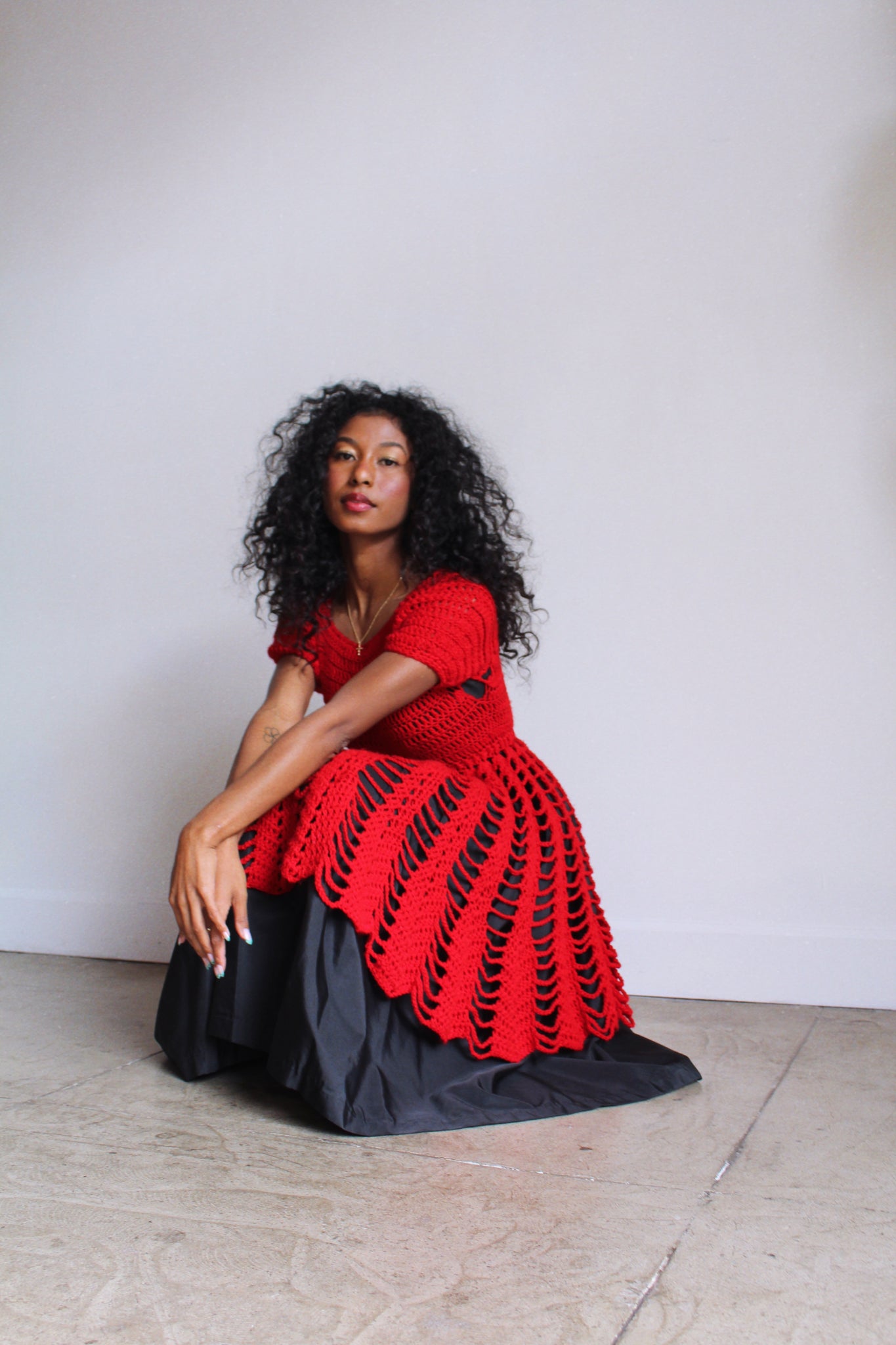 Red Crochet Tunic Dress 3 Women Red Crochet Tunic Dress 3 Women