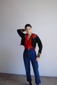 1980s Black Beaded Bolero Jacket