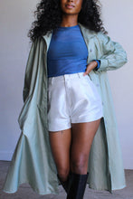 Load image into Gallery viewer, 1970s Sage Green Nylon Trench Coat