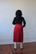 Load image into Gallery viewer, 1970s Red Corduroy Pleated Midi Skirt