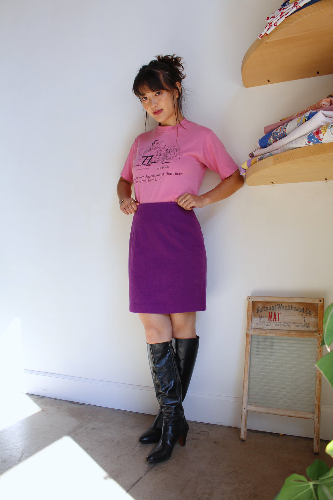 1990s Purple Wool Mini Skirt
