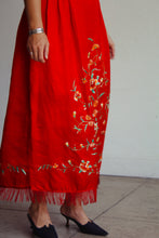 Load image into Gallery viewer, Antique Chinese Red Silk Embroidered Robe Skirt