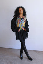 Load image into Gallery viewer, 1970s Black Gauze Poet Blouse