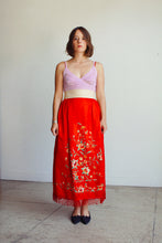 Load image into Gallery viewer, Antique Chinese Red Silk Embroidered Robe Skirt