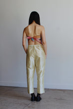 Load image into Gallery viewer, 90s Chartreuse Silk Plaid Trousers