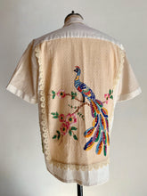 Load image into Gallery viewer, Peacock Embroidered Linen Fringe Shirt