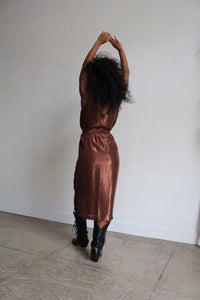 1980s Brown Metallic Skirt Set
