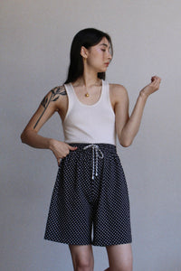 1980s Cotton Polka Dot Drawstring Shorts
