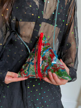 Load image into Gallery viewer, 1980s Art to Wear Vinyl Pyramid Confetti Purse w/ Blue Glitter Handle