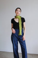 Load image into Gallery viewer, 1990s Chartreuse Black Silk Scarf